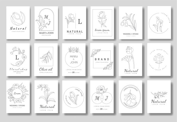 高级花卉标志模板的婚礼图片下载