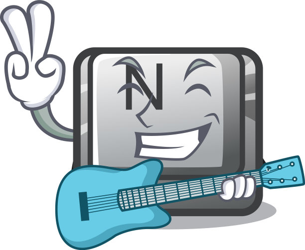 吉祥物键盘上有吉他按钮图片下载