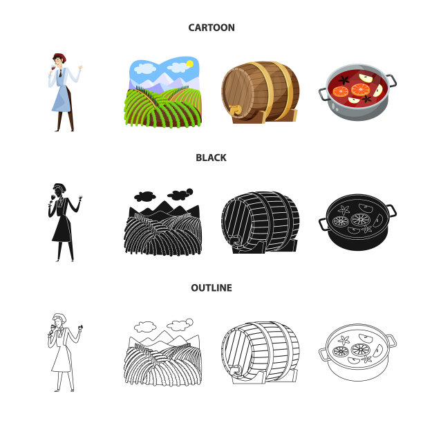 隔离对象农场和葡萄园图标集图片下载