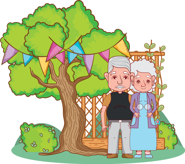 可爱的祖父母夫妇卡通图片下载