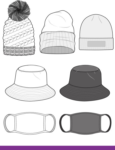 水桶帽无檐帽面具设置时尚模板图片下载