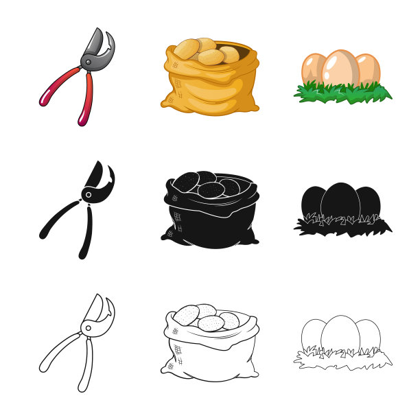 孤立的对象农场和农业标志集图片下载