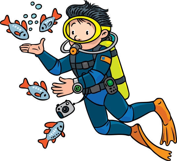 有趣的海洋学家或潜水员图片下载