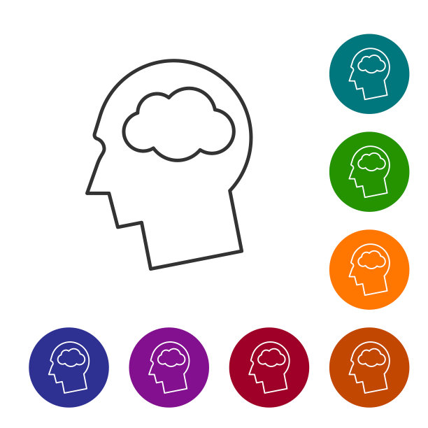 灰色头部剪影与云线图标孤立图片下载