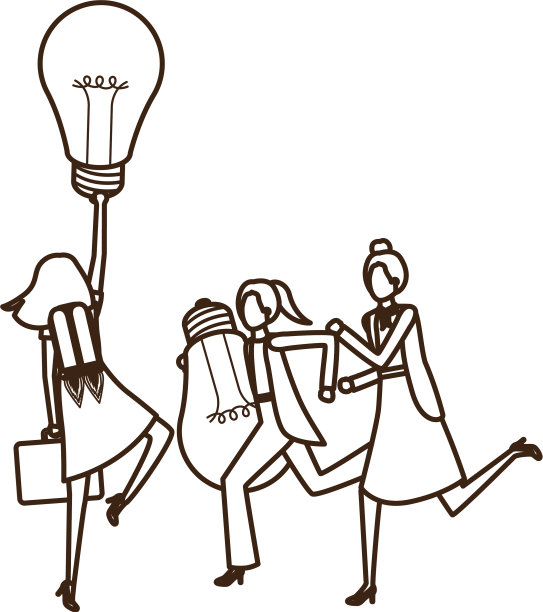 有火箭和灯泡性格的女商人图片下载