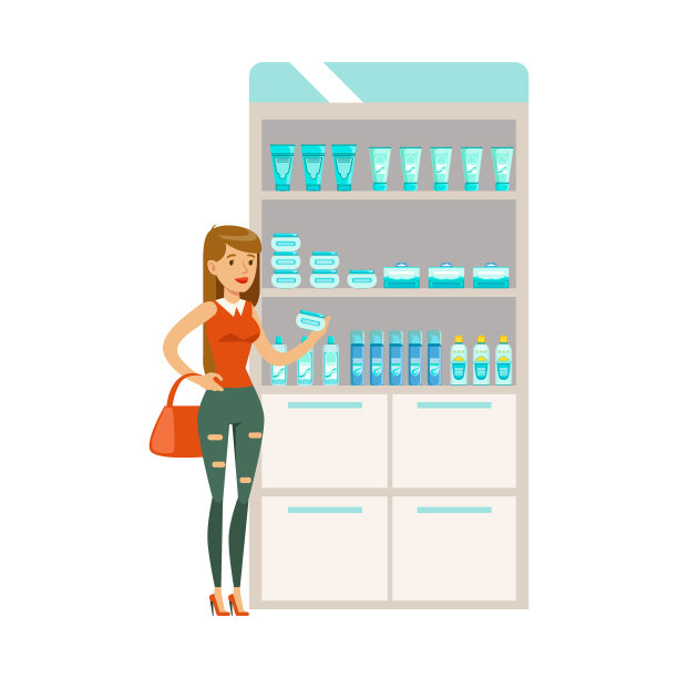 年轻女孩在药店选购药品图片下载