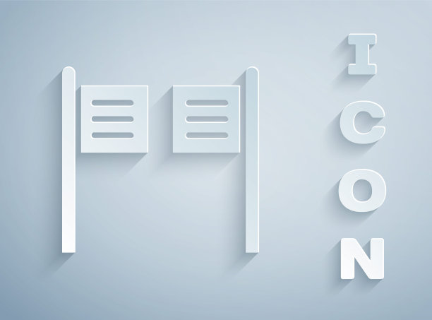 剪纸老西部摆动沙龙门图标孤立在灰色背景。纸艺术风格。矢量图图片下载