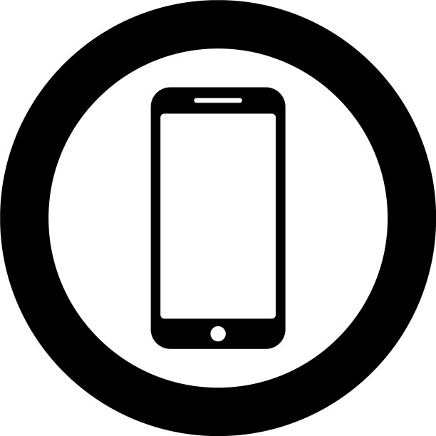 圆形黑色扁平风格智能手机图标图片下载