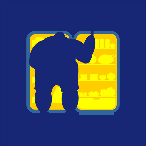 晚上打开冰箱和胖子吃剪影图片下载