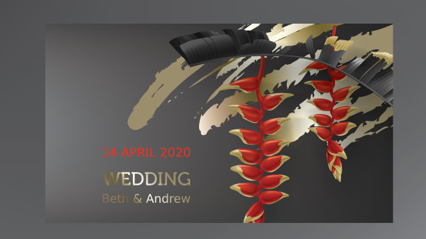 热带黑色和金色的叶子在黑暗的背景图片下载