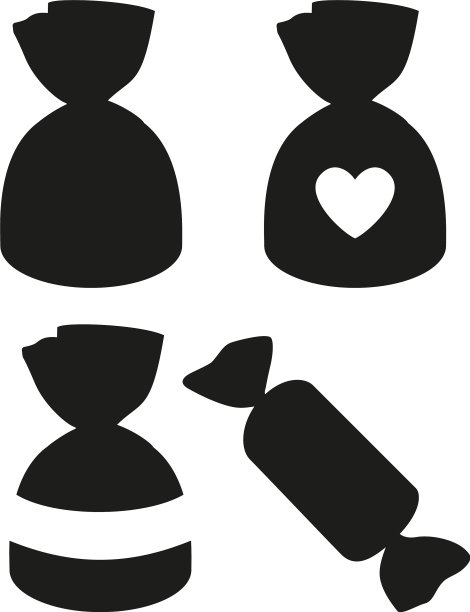 背面和白色剪影糖果集图片下载