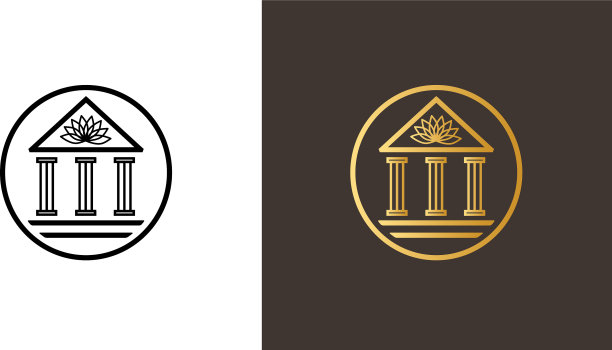 圆标志与学院大楼和莲花图片下载