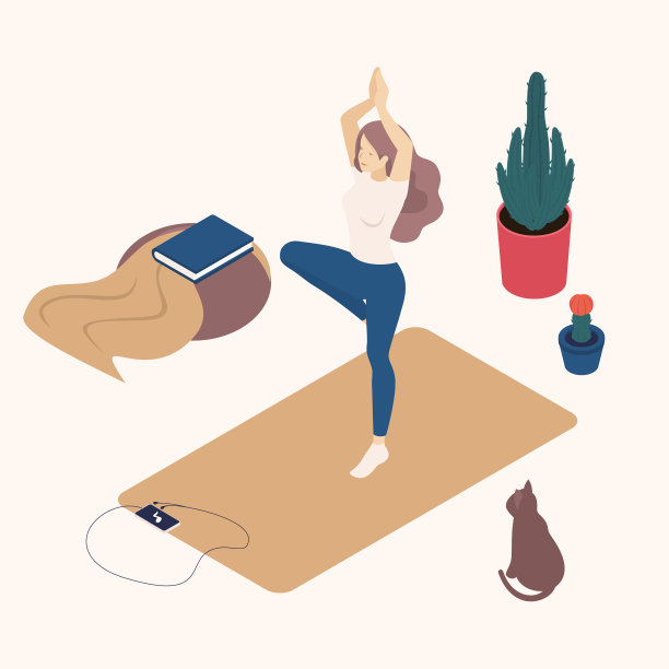 等长的年轻女性空闲时间做瑜伽图片下载