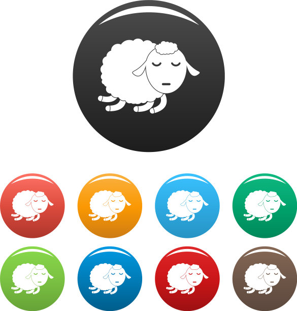熟睡的绵羊图标设置颜色图片下载