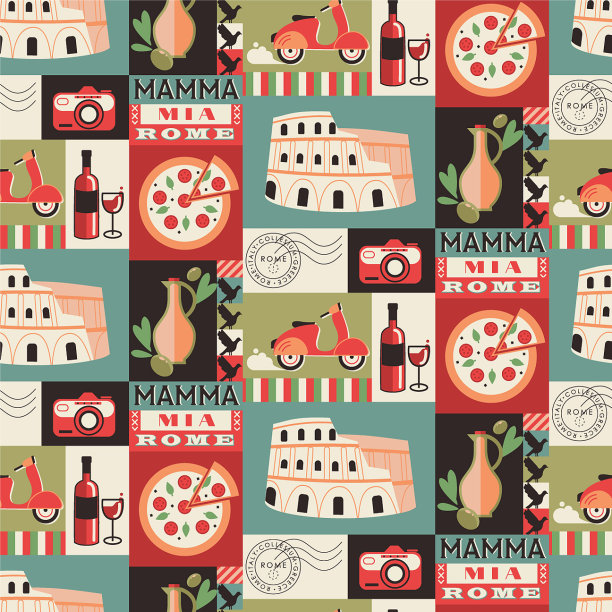 罗马城无缝装饰图案设计图片下载