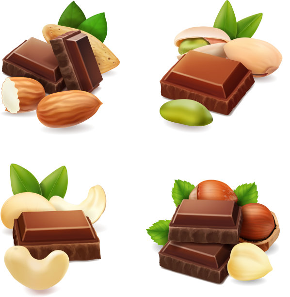 黑巧克力与坚果的现实设置图片下载