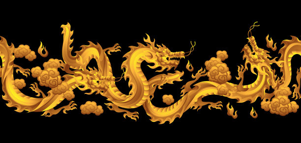 无缝图案与中国龙图片下载