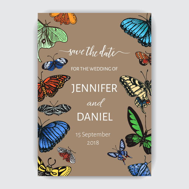 手绘素描婚礼蝴蝶图片下载