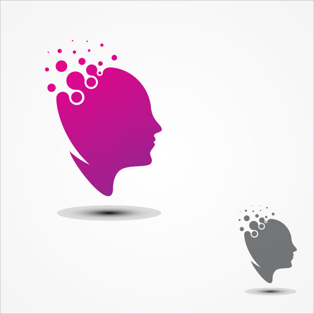 简单的头部人类智能像素设计在平面风格图片下载