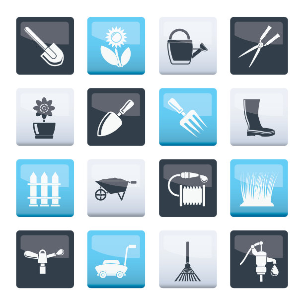 园艺和园艺工具和对象图标图片下载