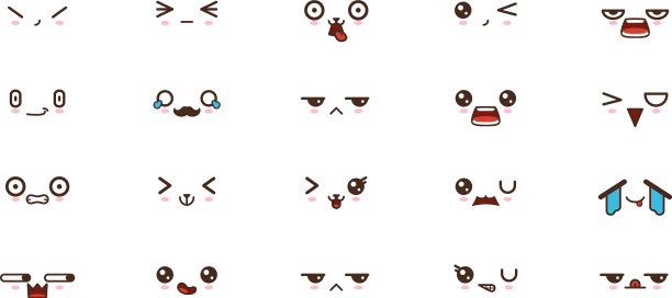 卡哇伊微笑表情，日本表情图片下载