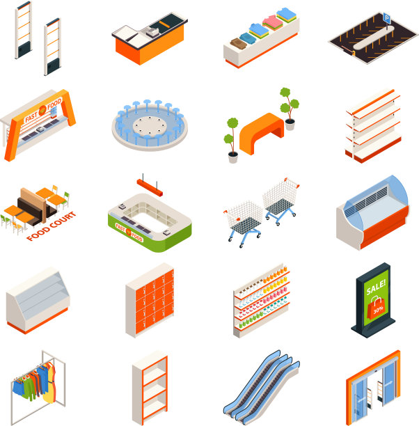 超级市场家具对象集图片下载