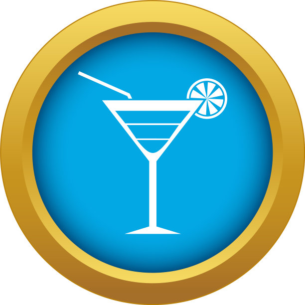 海滩鸡尾酒图标蓝色孤立图片下载