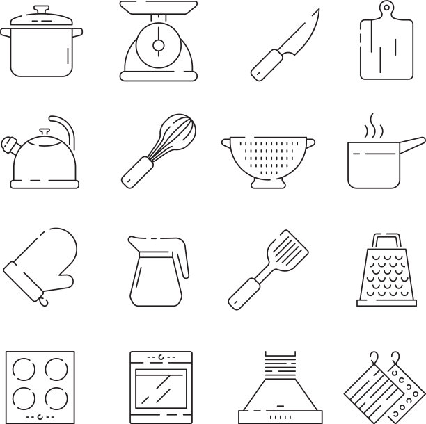 烹饪用品图标：厨房用具图片下载
