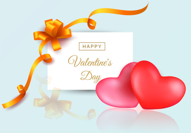 带有两颗心丝带的情人节照片图片下载