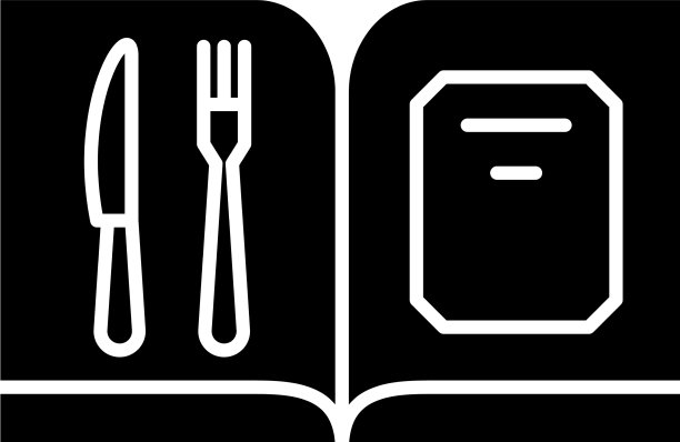 餐厅菜单黑色图标上签字图片下载