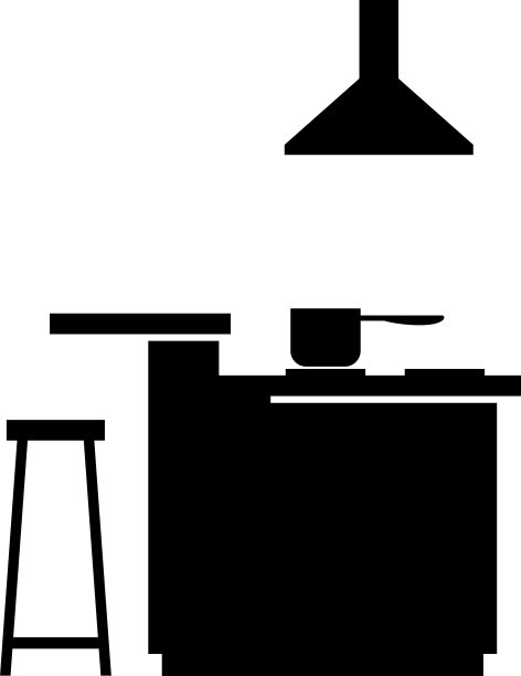 厨房吧台站柜台炉和罩上面图片下载