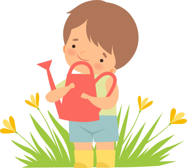 可爱快乐的小男孩用萌萌哒浇花图片下载