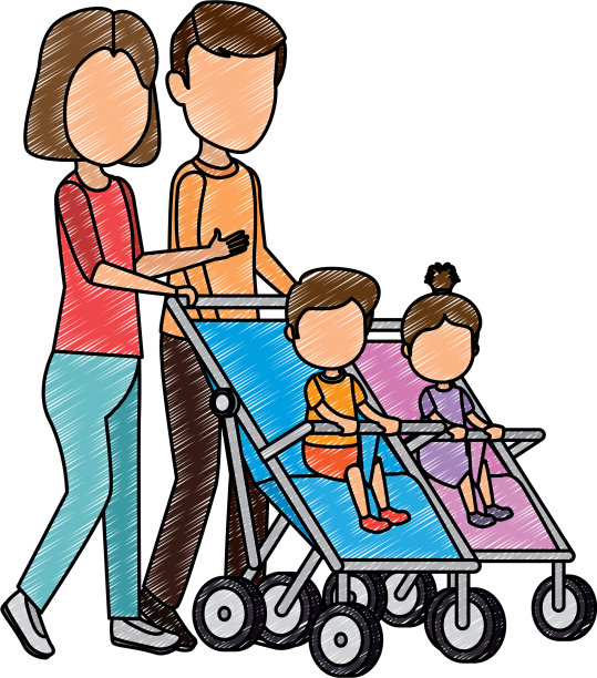 婴儿车里的父母夫妇图片下载