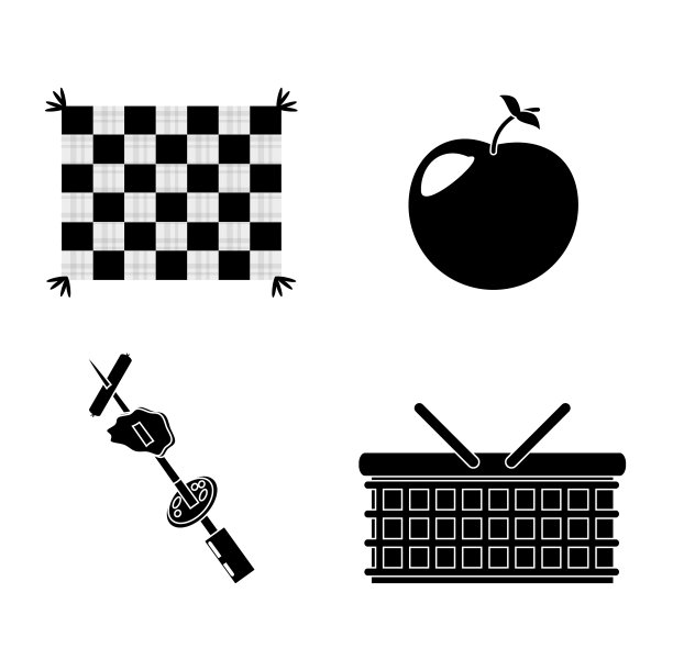 野餐篮子，烤食物，苹果毯子图片下载