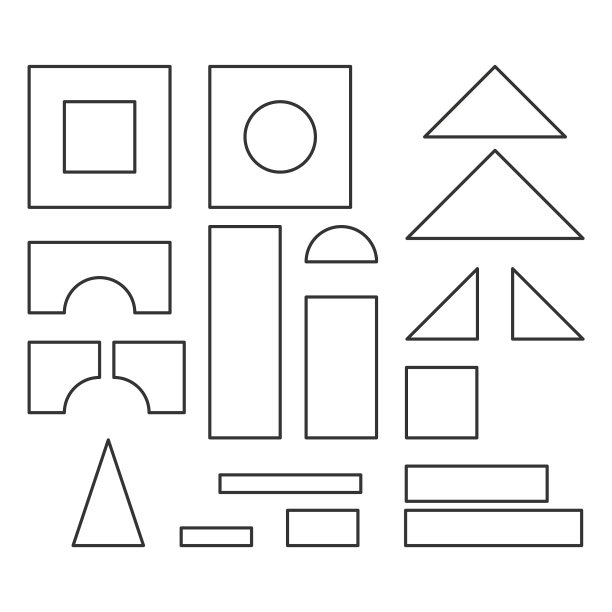 简单的线条风格块玩具细节着色图片下载