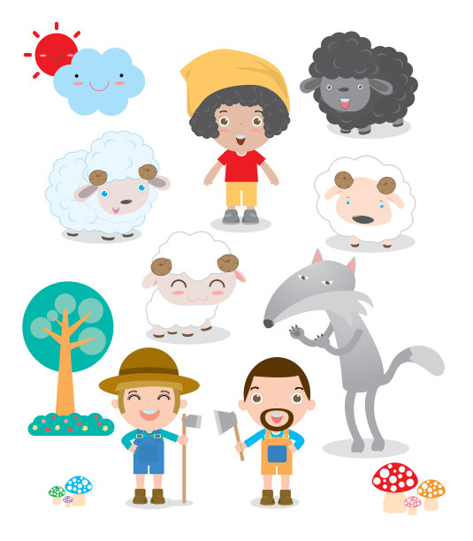 一套牧羊人男孩与狼的故事为孩子图片下载