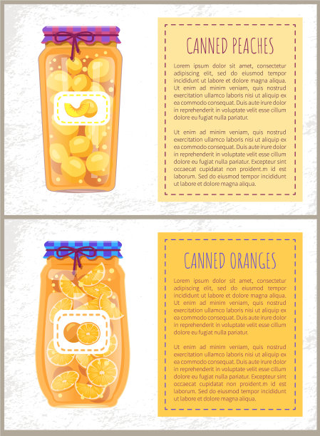 橘子罐头和桃子切片条幅套装图片下载