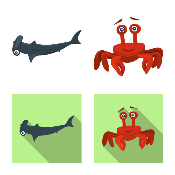 孤立的对象海洋和动物图标收集图片下载