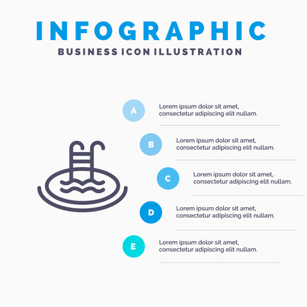 酒店游泳池游泳服务蓝色信息图表图片下载