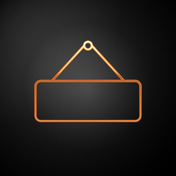 金色招牌上挂着孤立的黑色图标图片下载