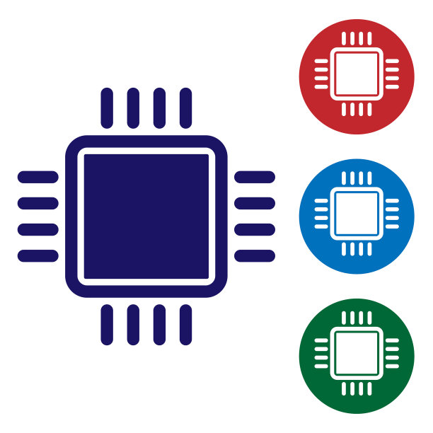 带有微电路的蓝色计算机处理器图片下载