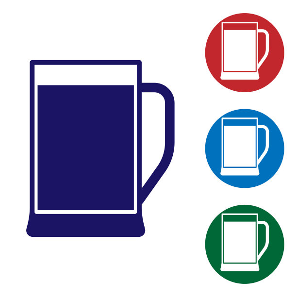 蓝色玻璃啤酒图标孤立在白色图片下载