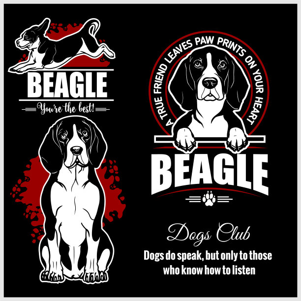 小猎犬-设置为t恤标志和模板图片下载