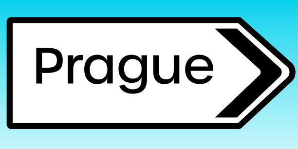 一幅英国路标指向布拉格的插图图片下载