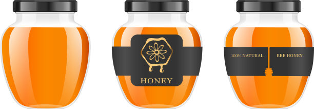 真实透明的玻璃罐与蜂蜜食物图片下载