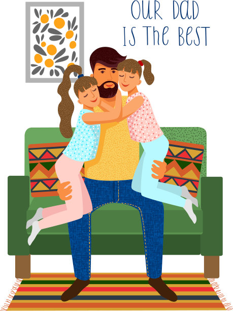 我们的爸爸是最可爱的扁平卡通爸爸和图片下载