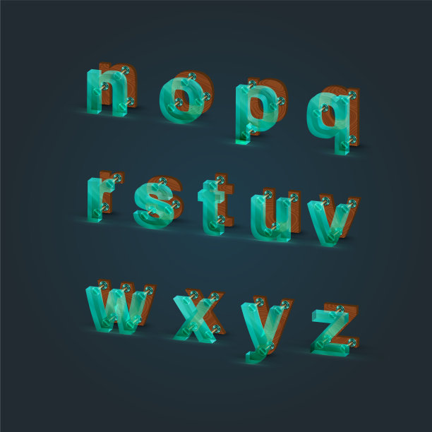 现实玻璃和木材字体集图片下载