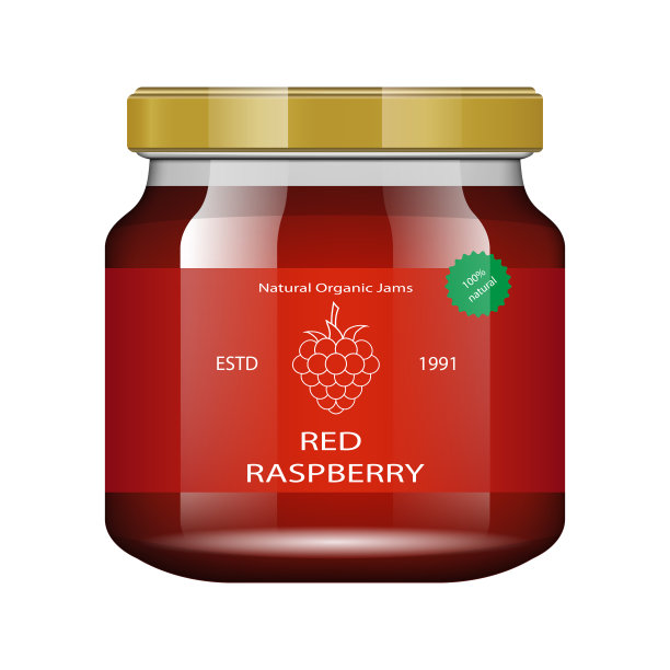 果酱覆盆子玻璃罐与果酱配置图片下载