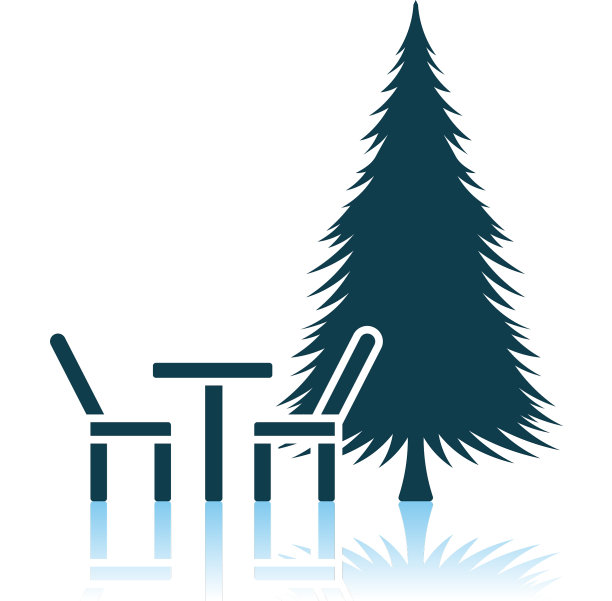 公园座椅和松树图标图片下载