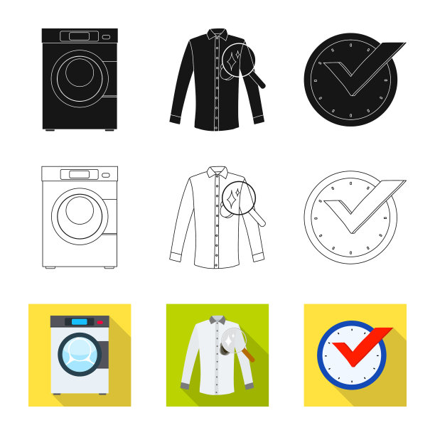 孤立的对象洗衣和清洁图标图片下载